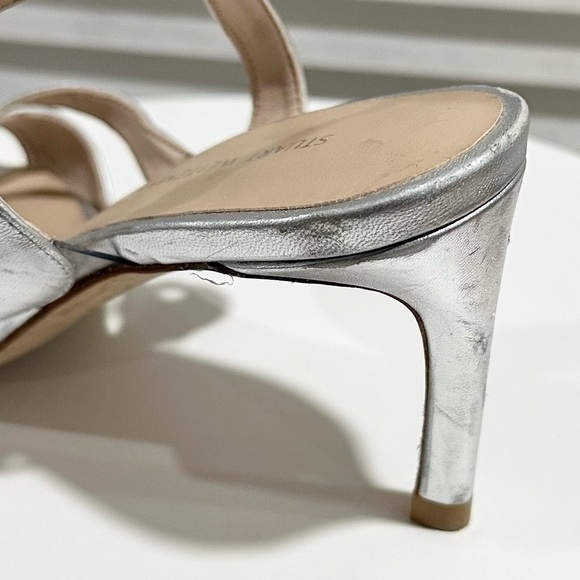 🌹STUART WEITZMAN🌹 Mariposa Silver Leather Sandals Size: 5 - Picture 9 of 16